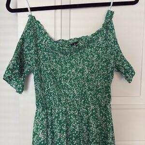 Lulu's Green Cold Shoulder High Low Dress